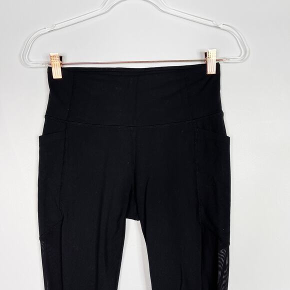 Athleta Small S Black High Rise Mesh Chaturanga to Town 7/8 Leggings Workout - Picture 3 of 12